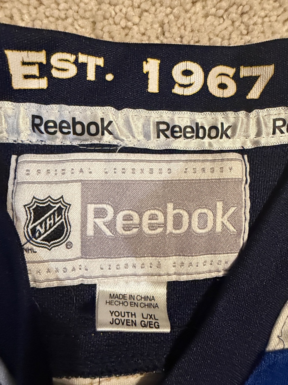 Reebok Blue & Yellow St. Louis Blues Hockey Jersey - Picture 3 of 4